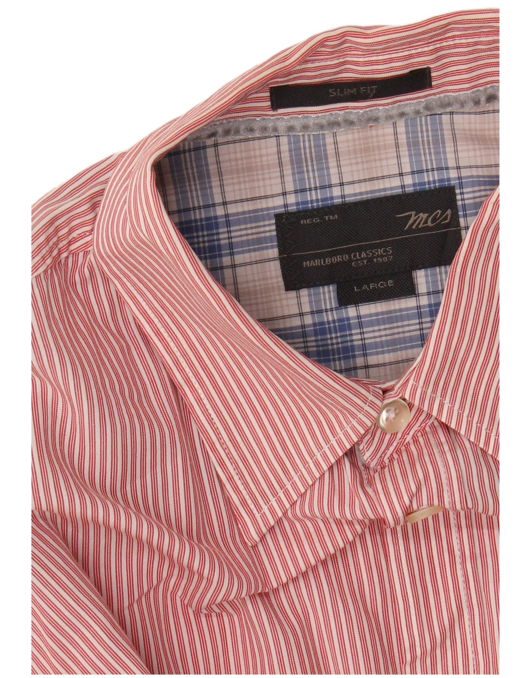 MARLBORO CLASSICS Slim Fit skjorte til mænd, stor pink nålestribe