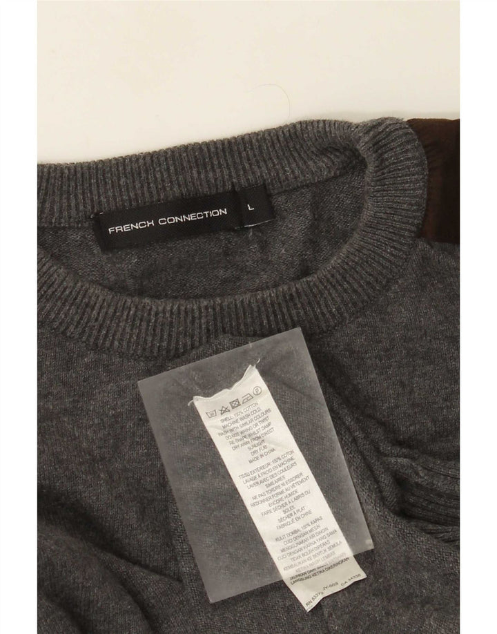 French Connection Herre Crew Neck trøje Sweater Large Grey Colourblock