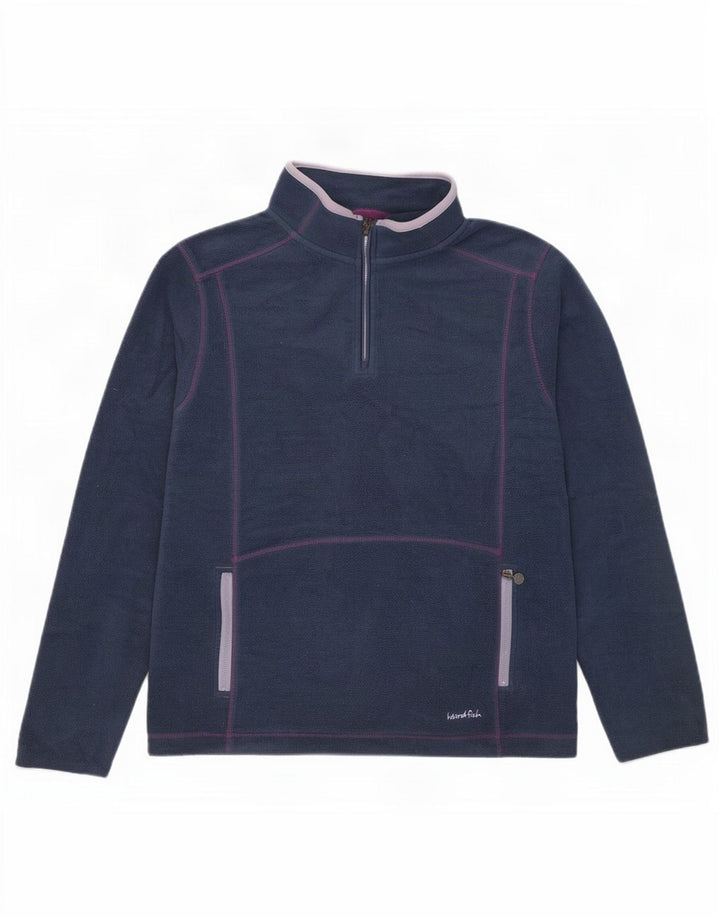 Weird Fish Dame Zip Neck Fleece Jumper UK 18 XL Navy Blue Polyester