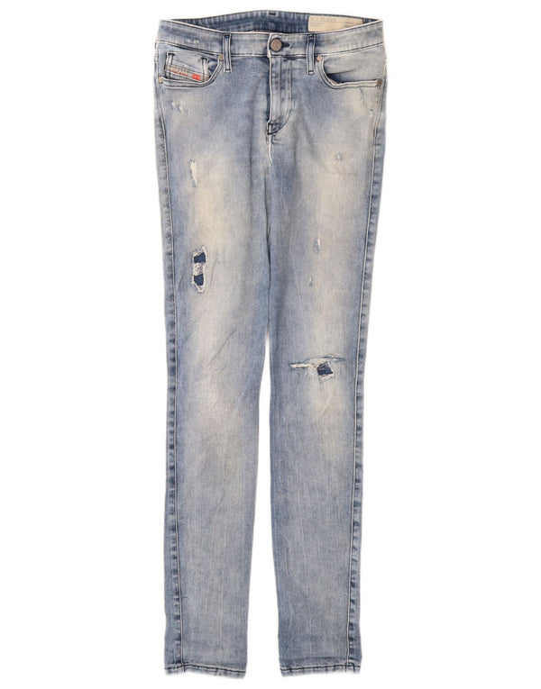 Diesel Dame Skinzee Distressed Super Slim Skinny Jeans W26 L30 Blå