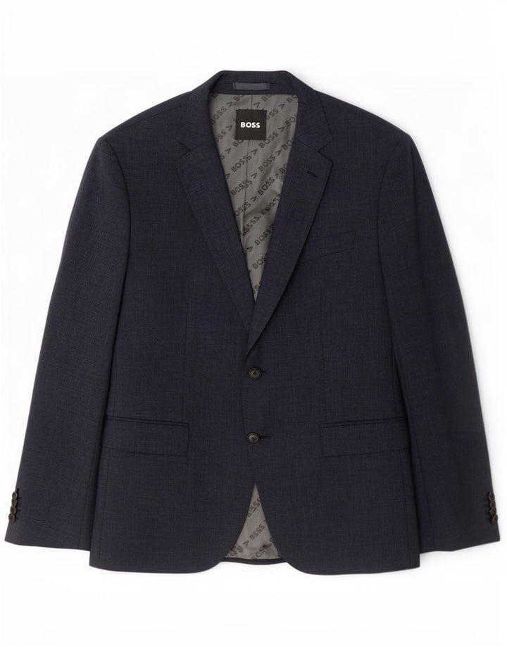 Hugo Boss Herre 2-knaps blazerjakke UK 52 XL Marineblå ternet uld