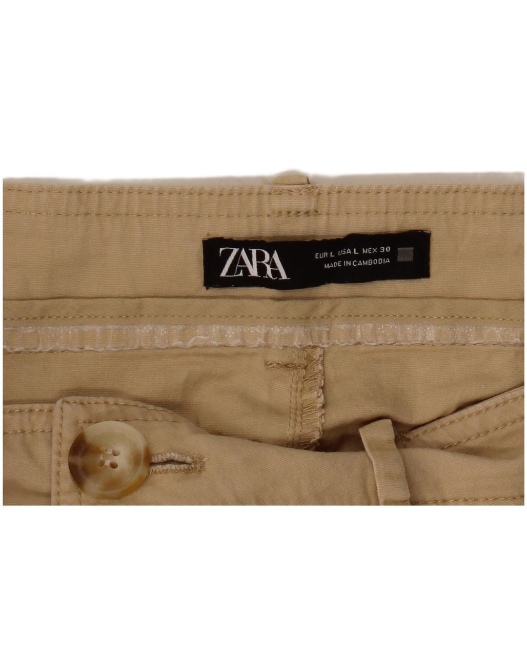 ZARA Kvinders højtaljede tilspidsede cropped bukser Large W30 L24 Beige