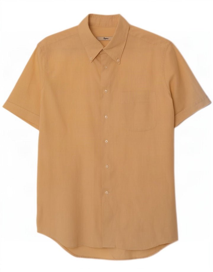Ingram Kortærmet Herreskjorte Størrelse 40 15 3/4 Medium Gul Ramie