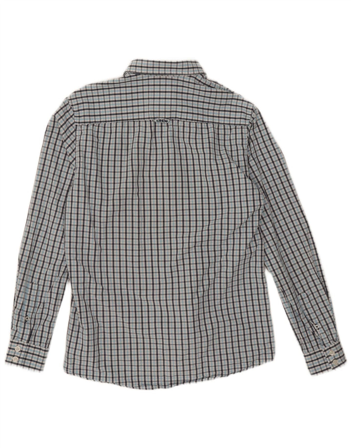Besætningstøj Herre Slim Fit skjorte Medium blå ternet bomuld