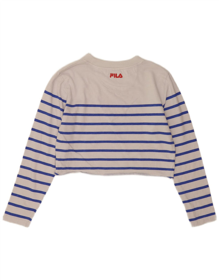 Fila Womens Crop Grafisk Top Langærmet UK 14 Medium White Striped