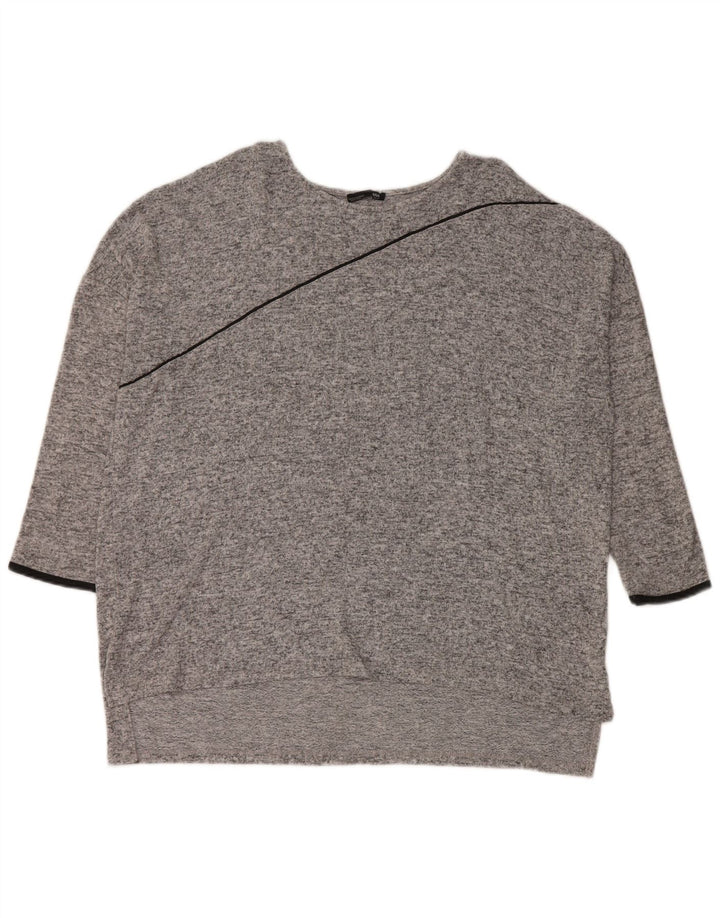 Zara Dame Oversized Top 3/4 ærme UK 14 Medium Grå Flecked