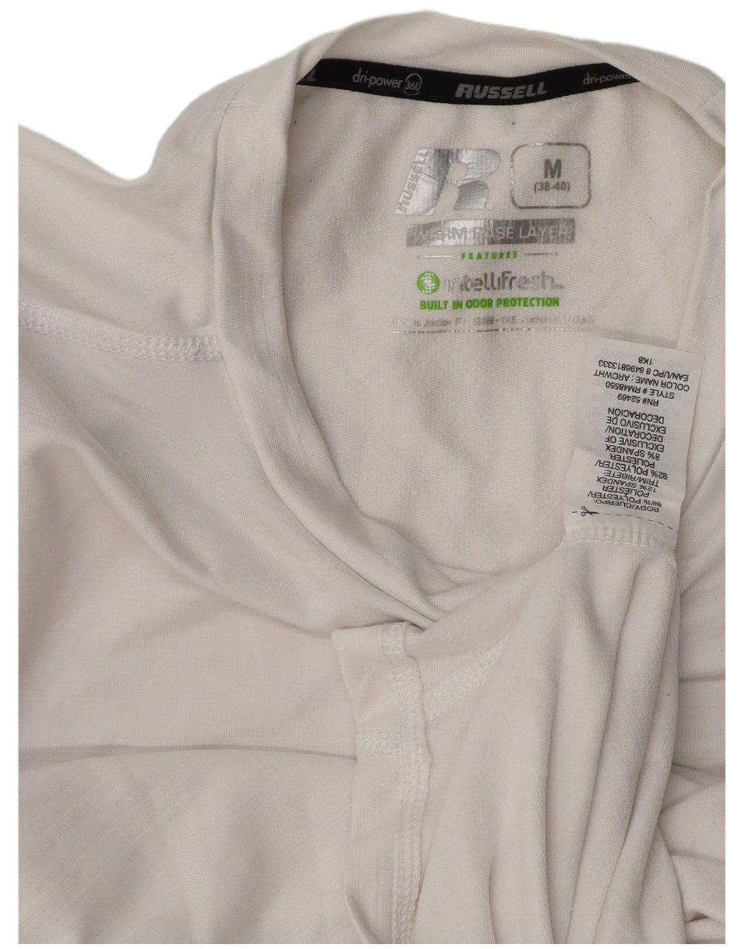 RUSSELL ATHLETIC Herretop Langærmet UK 38/40 Medium White Polyester