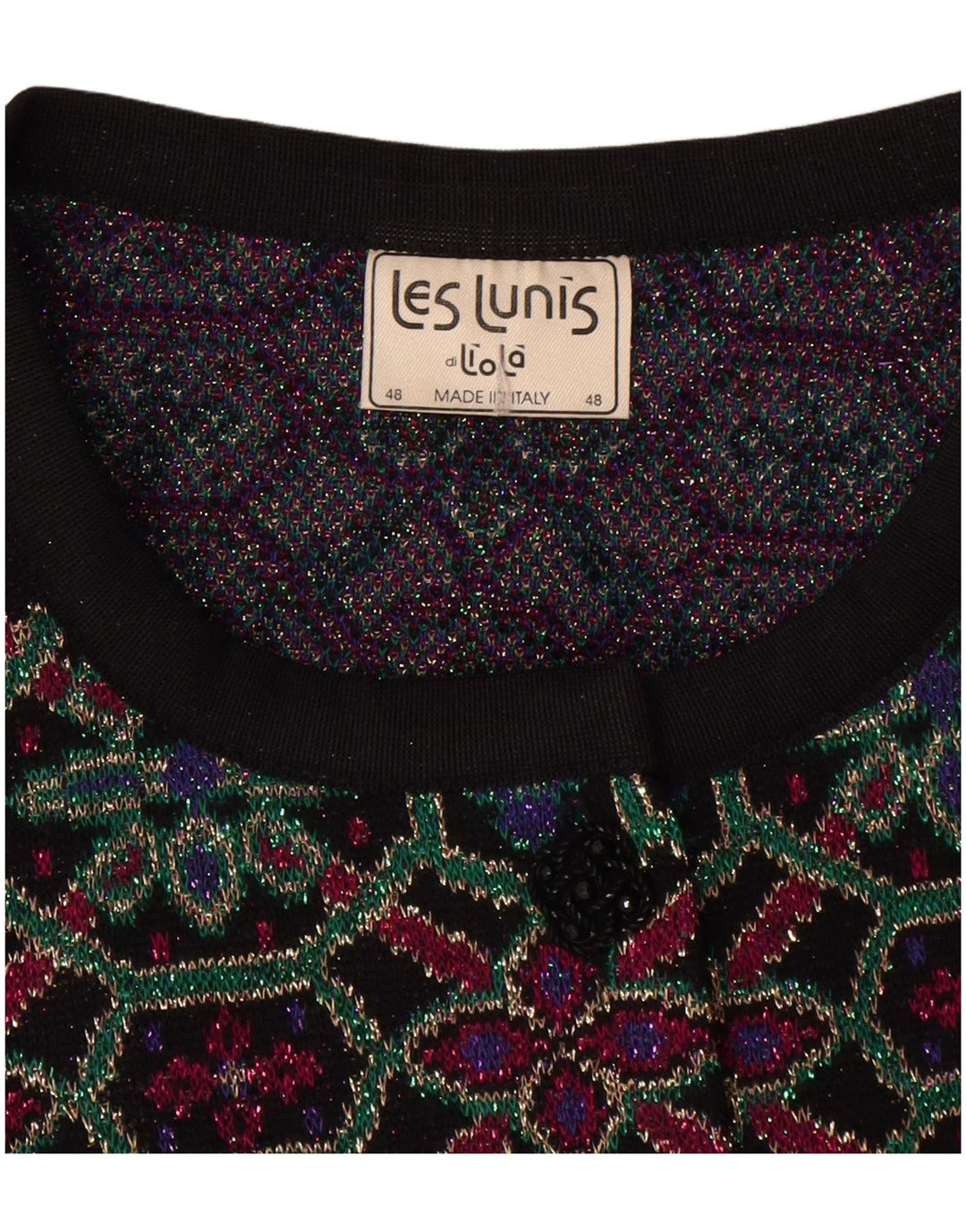 Les Lunis dame cardigan sweater IT 48 XL Flerfarvet geometrisk uld
