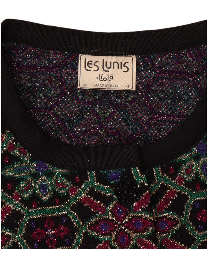 Les Lunis dame cardigan sweater IT 48 XL Flerfarvet geometrisk uld