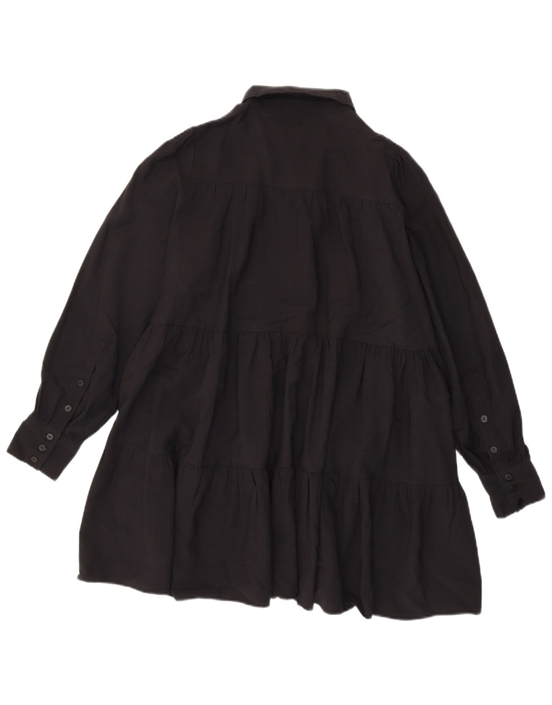 Zara Womens Oversized Tiered Dress UK 10 Small Black Viscose