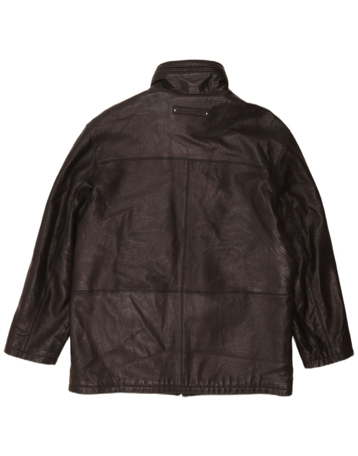Pierre Cardin Herre Hooded Læderjakke UK 44 2XL Sort