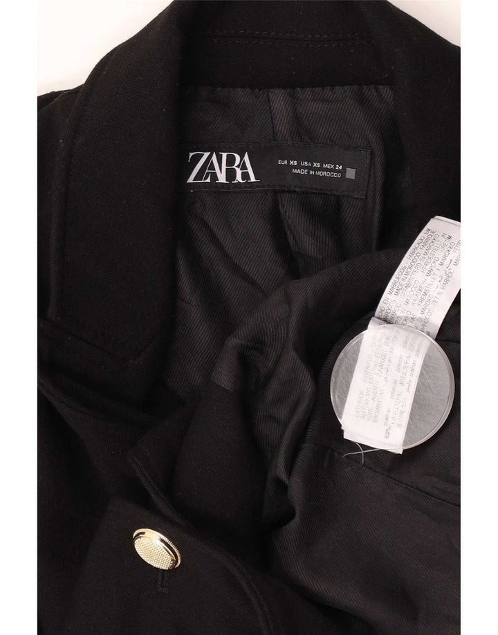 Zara Dame 2 Button Blazer Jacket UK 6 XS Sort Polyester