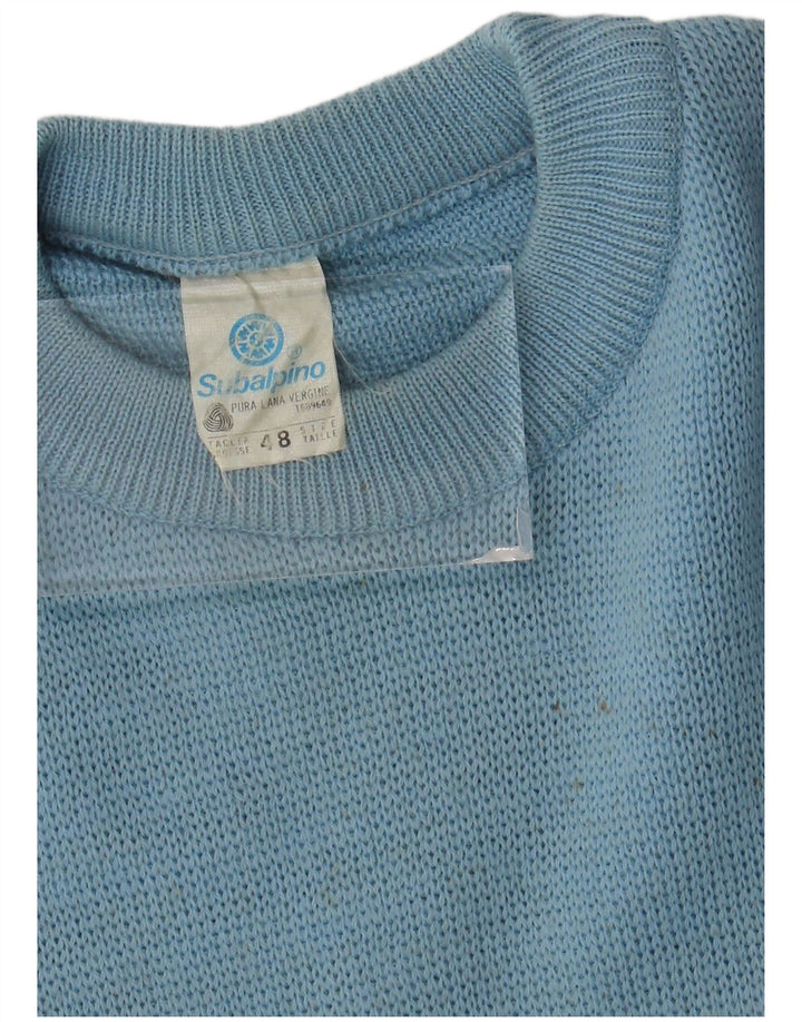 Vintage Herre Crew Neck Jumper Sweater IT 48 Small Blue Colourblock