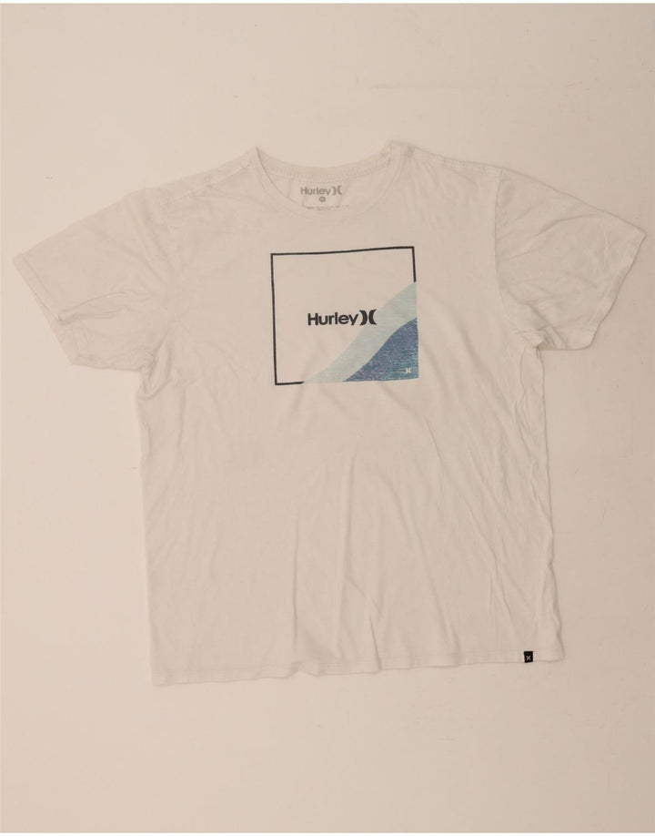 HURLEY Mens Graphic T-Shirt Top XL White Cotton Vintage Hurley and Second-Hand Hurley from Messina Hembry 