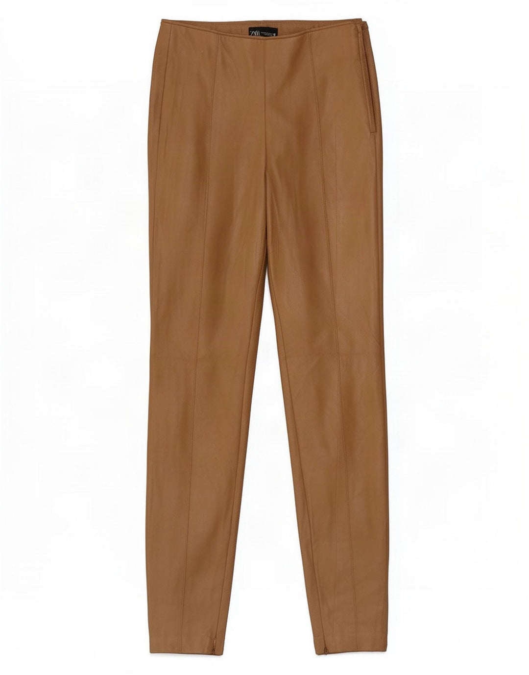 Zara Dame imiteret læder Leggings UK 14 Medium Brun Polyester