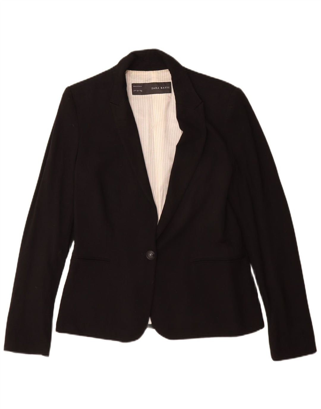 Zara Dame 1 Knap Blazer Jacket UK 16 Stor Sort Viscose