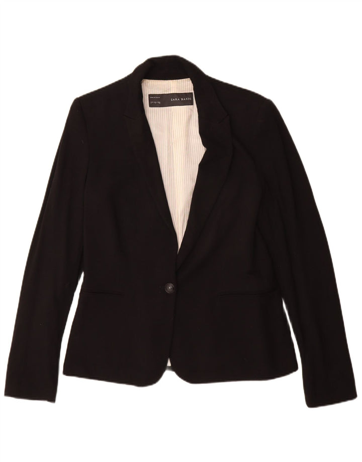 Zara Dame 1 Knap Blazer Jacket UK 16 Stor Sort Viscose