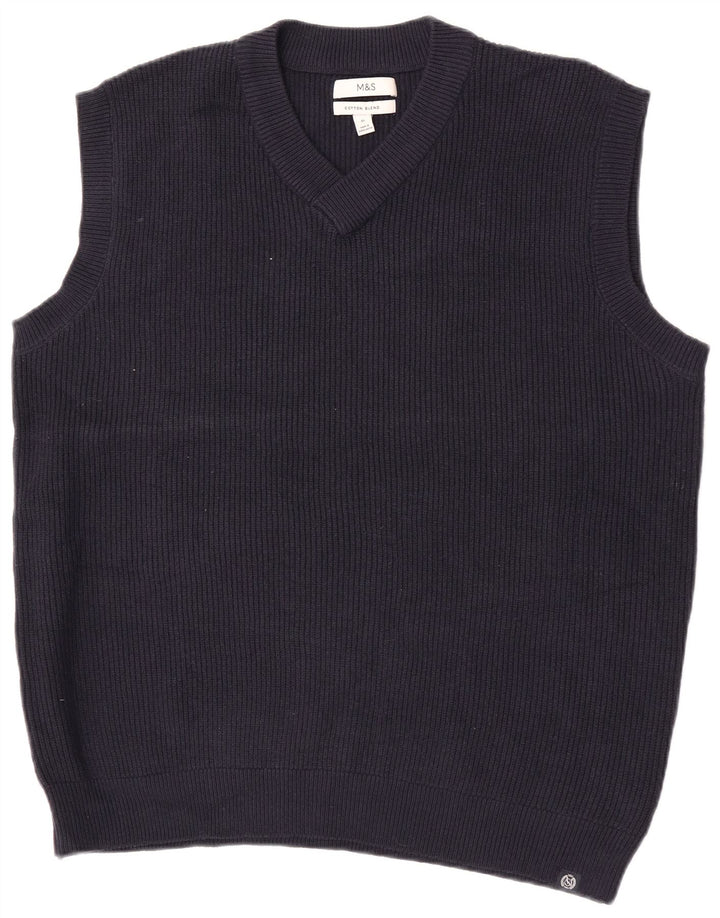 Marks & Spencer Herrevest Tank Top XL Marineblå Polyester
