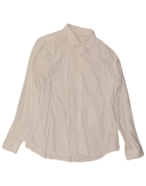 Calvin Klein Herre Slim Fit Skjorte Størrelse 17 1/2 XL Hvid Bomuld