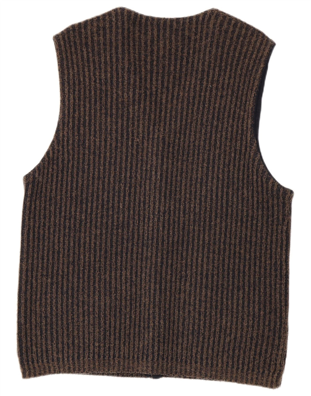 Commander Herre ærmeløs cardigan sweater IT 50 Mellem grå stribet uld
