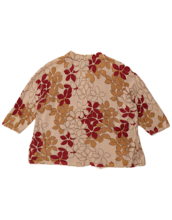 Eddie Bauer dame cardigan sweater med 3/4 ærmer UK 20 2XL Beige Floral