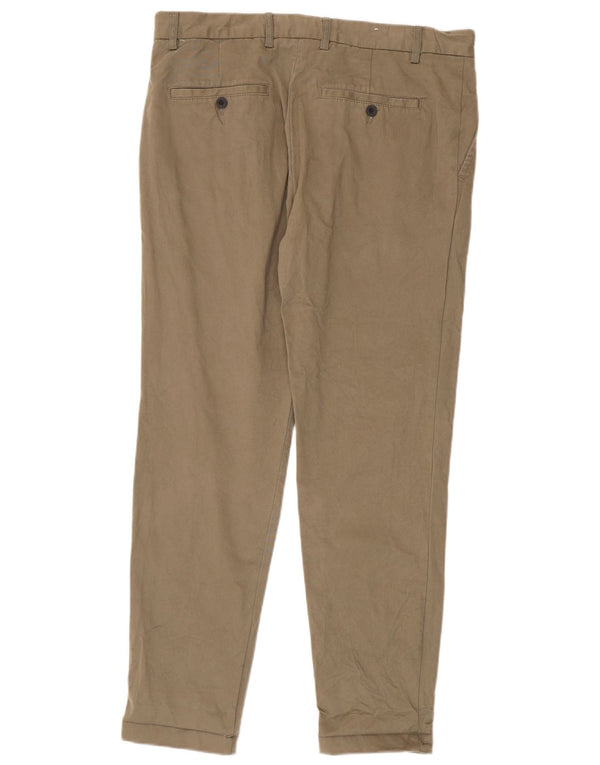 Zara Herre Slim Chino Bukser EU 44 Large W34 L30 Beige Bomuld