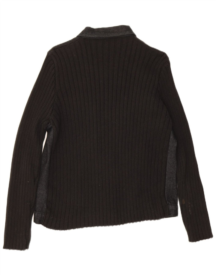 Marks & Spencer Dame Cardigan Sweater UK 16 Stor Sort Bomuld