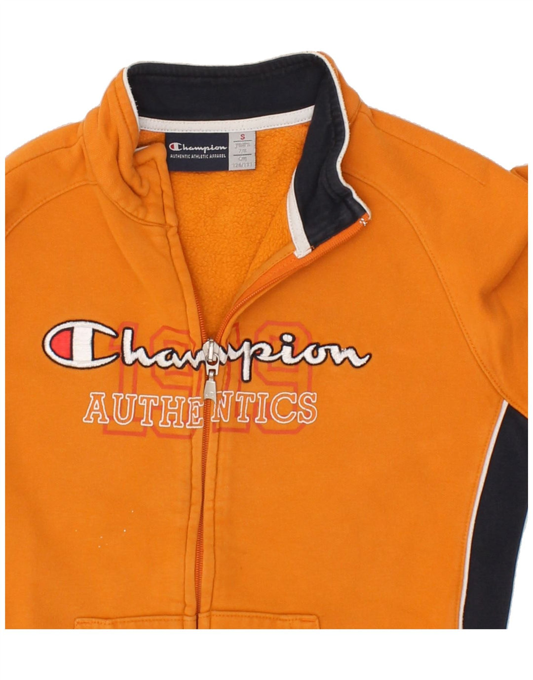 CHAMPION Boys Tracksuit Top Jacket 7-8 Years Small Orange Colourblock Vintage Champion and Second-Hand Champion from Messina Hembry 