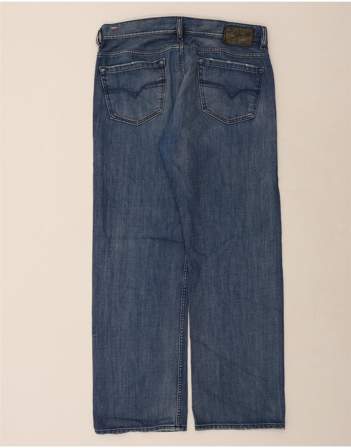 DIESEL Herre Quratt Straight Jeans W36 L32 Blå Bomuld