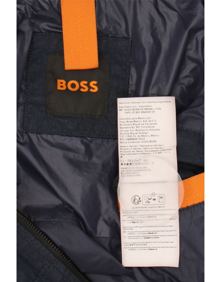 Hugo Boss Bomberjakke med hætte til mænd EU 48 Mellem marineblå polyamid