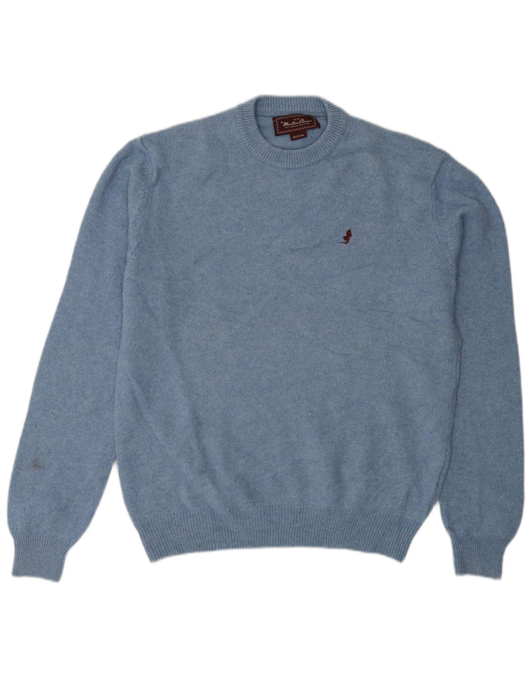 Marlboro Classics Herre Crew Neck Jumper Sweater Medium Blue Wool