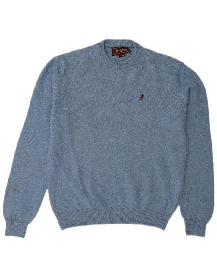 Marlboro Classics Herre Crew Neck Jumper Sweater Medium Blue Wool