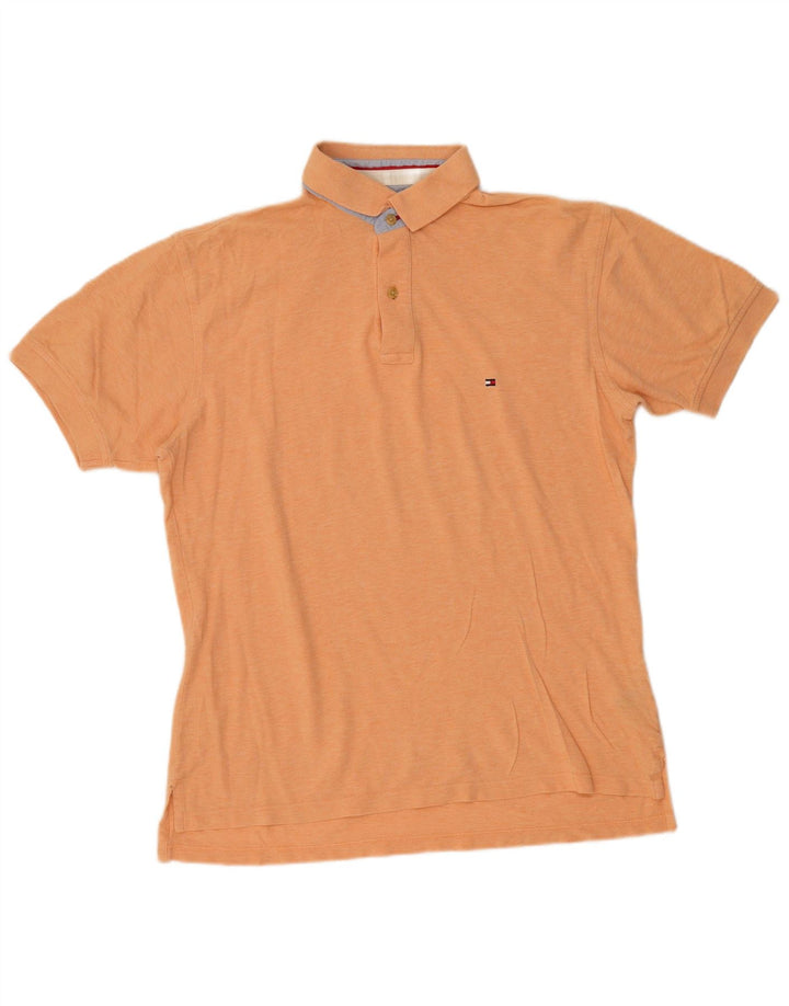 TOMMY HILFIGER Mens Polo Shirt Large Orange Cotton