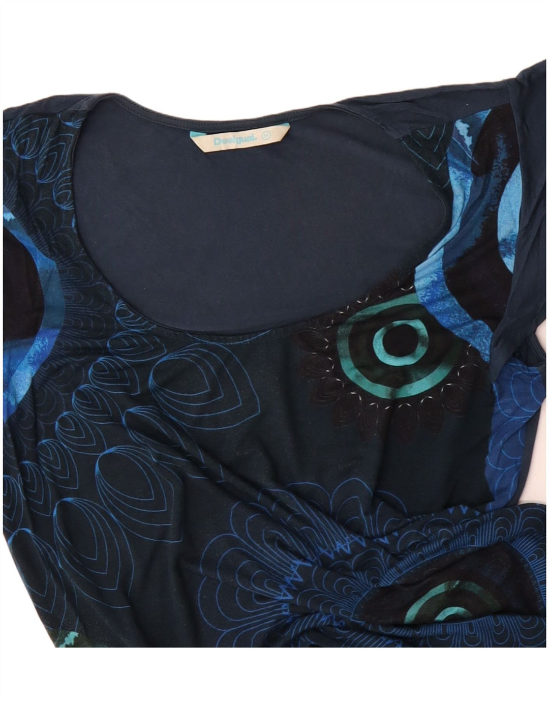 DESIGUAL Dame Bluse Top UK 14 Medium Navy Blue Floral