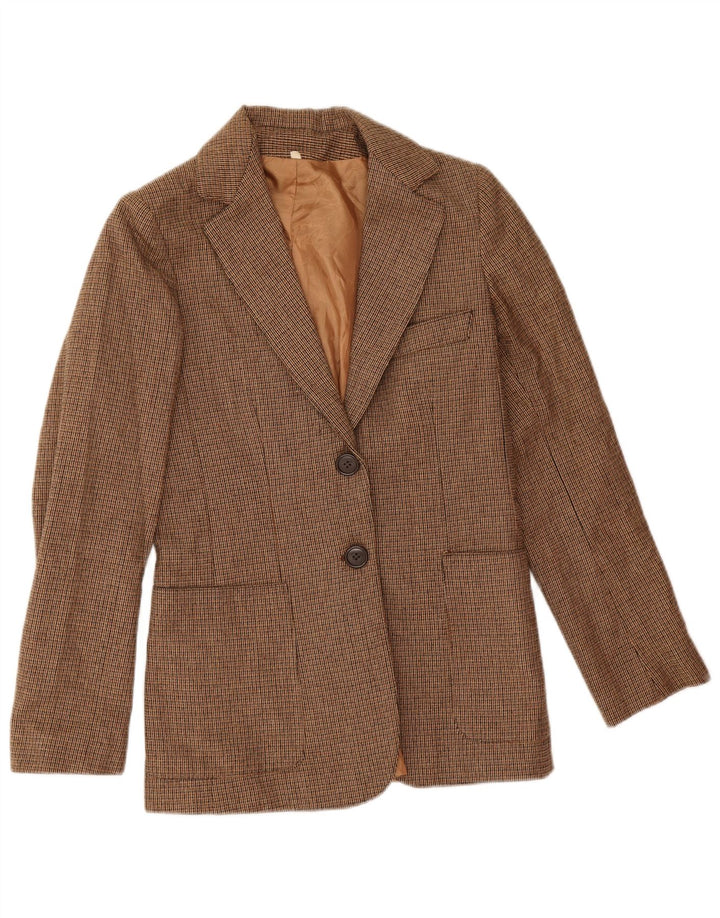 Vintage dame 2-knaps blazerjakke IT 42 Medium Brown Houndstooth