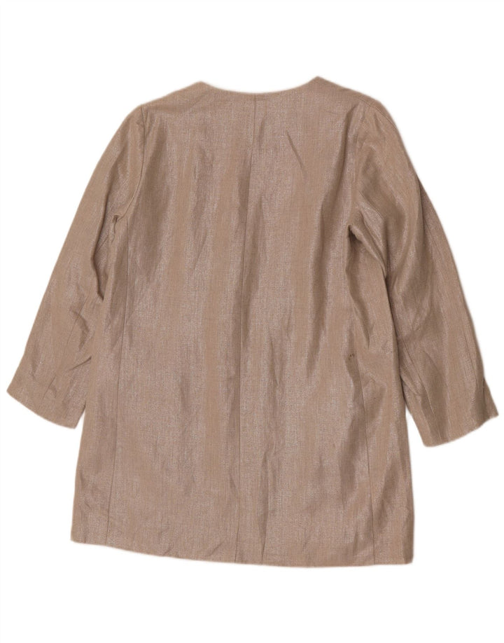 Zara Womens Open Blazer Jacket UK 14 Medium Beige Linen