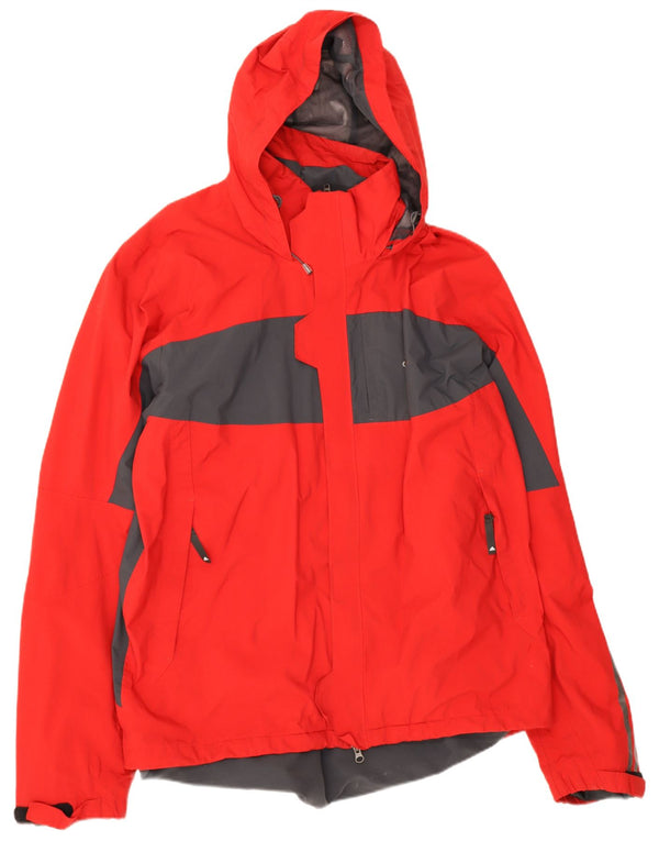 Adidas Herre Hooded Windbreaker Jacket UK 44 2XL Rød Colourblock Polyamid