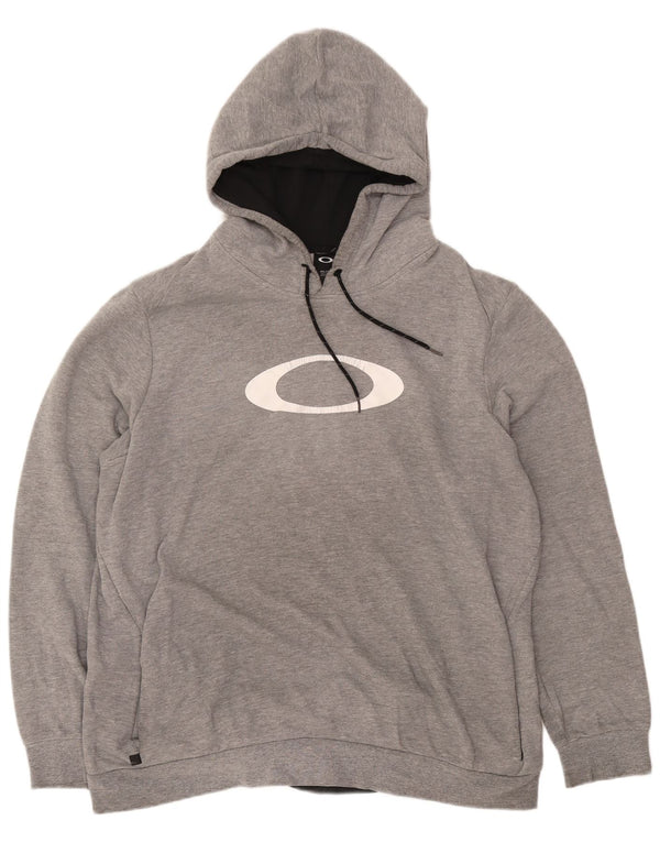 Oakley Herre Grafisk Hoodie Jumper 2XL Grå Flecked