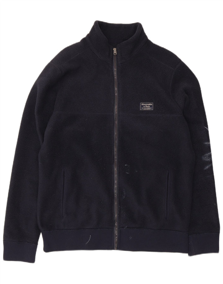 Abercrombie & Fitch Fleecejakke til mænd UK 38 Medium Navy Blue Polyester