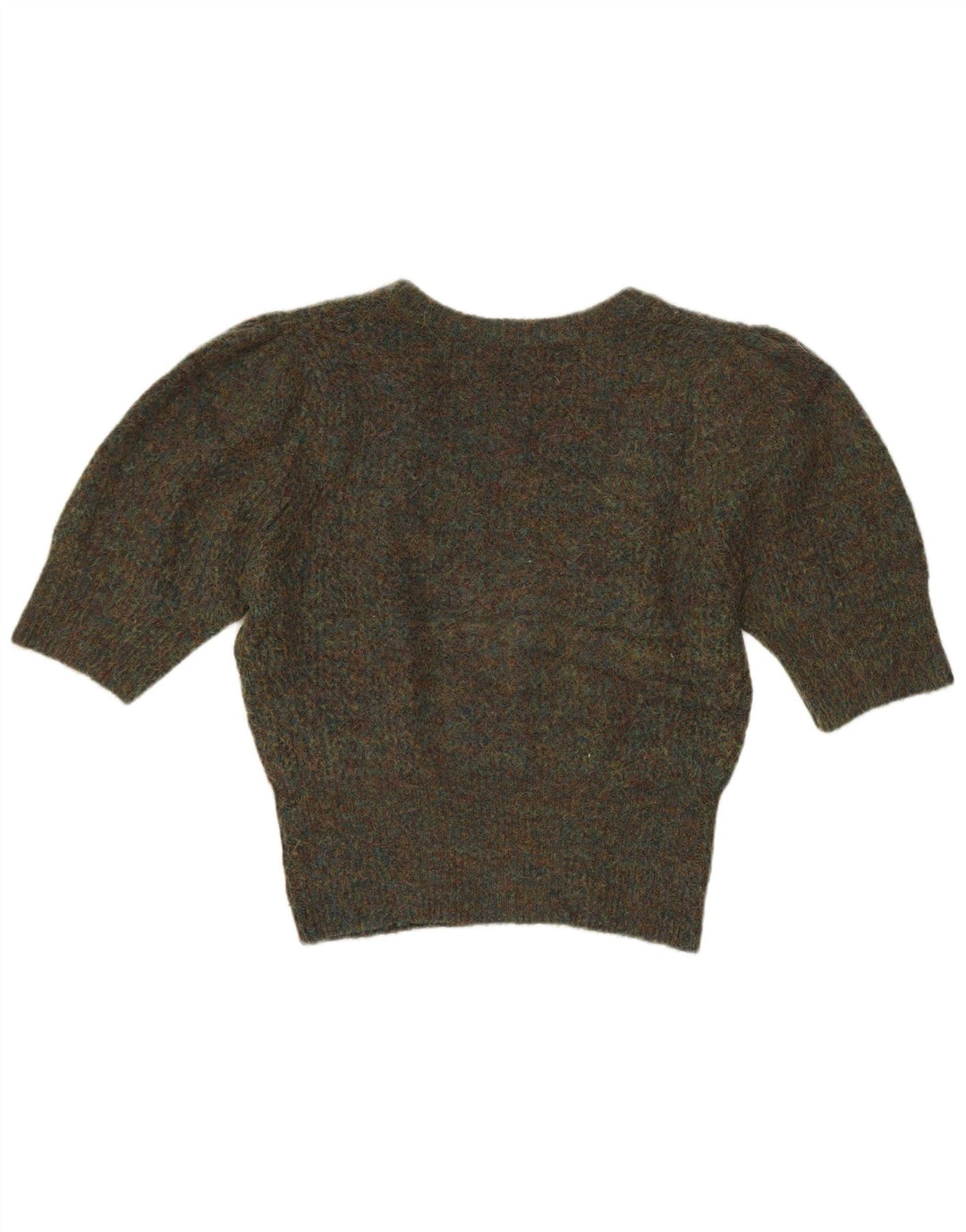 Zara Womens Crop V-hals sweater UK 14 Medium Khaki Flecked