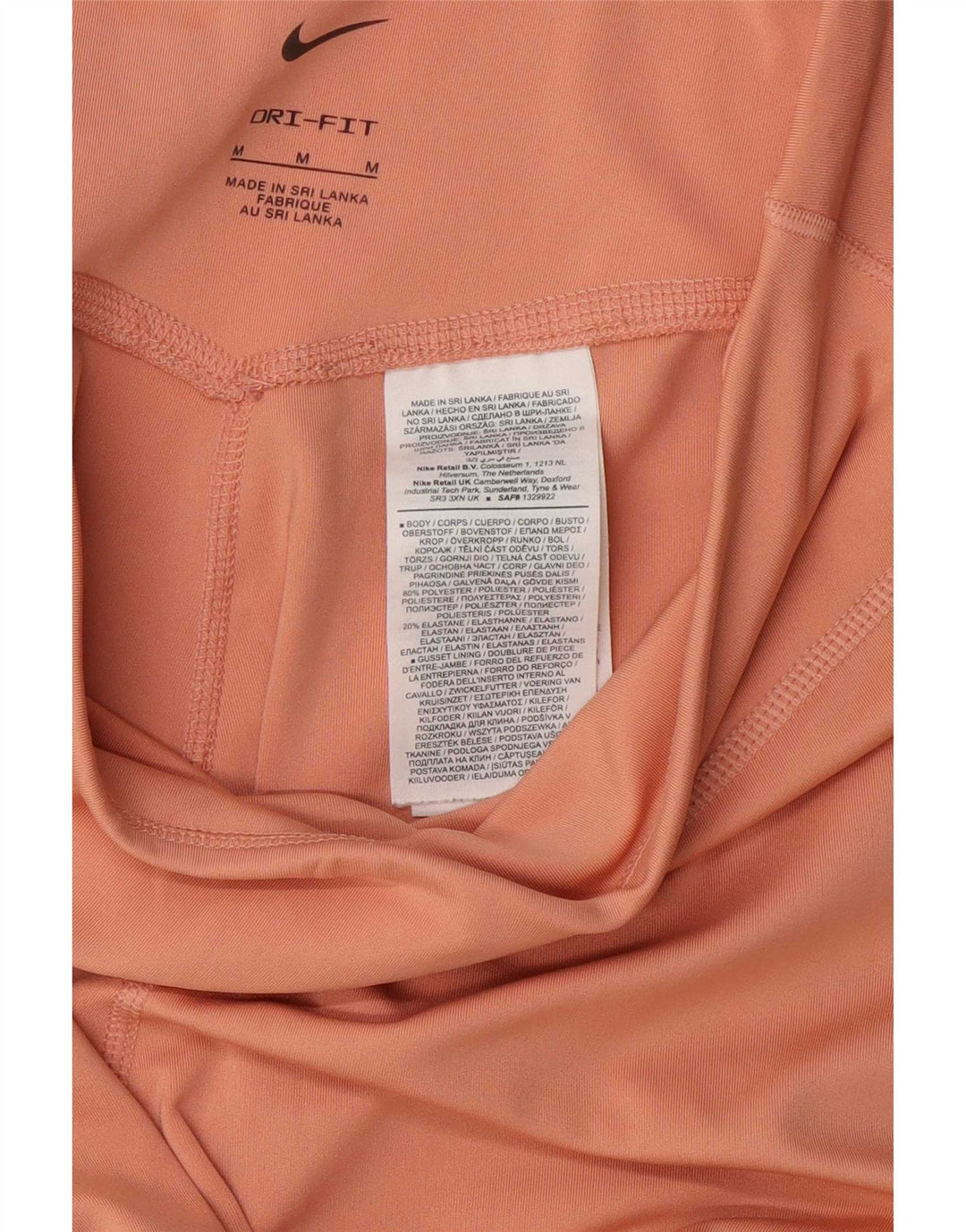 Nike Dame Dri Fit Leggings UK 14 Medium Orange Polyester