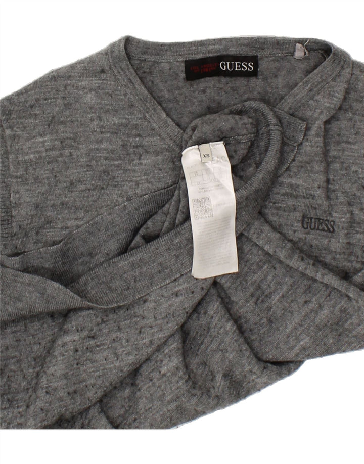 GUESS Mens V-Neck Jumper Sweater XS Grey Flecked Vintage Guess and Second-Hand Guess from Messina Hembry 