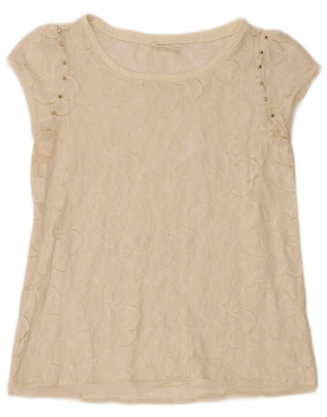 Zara Dame Blouse Top UK 12 Medium Off White Floral