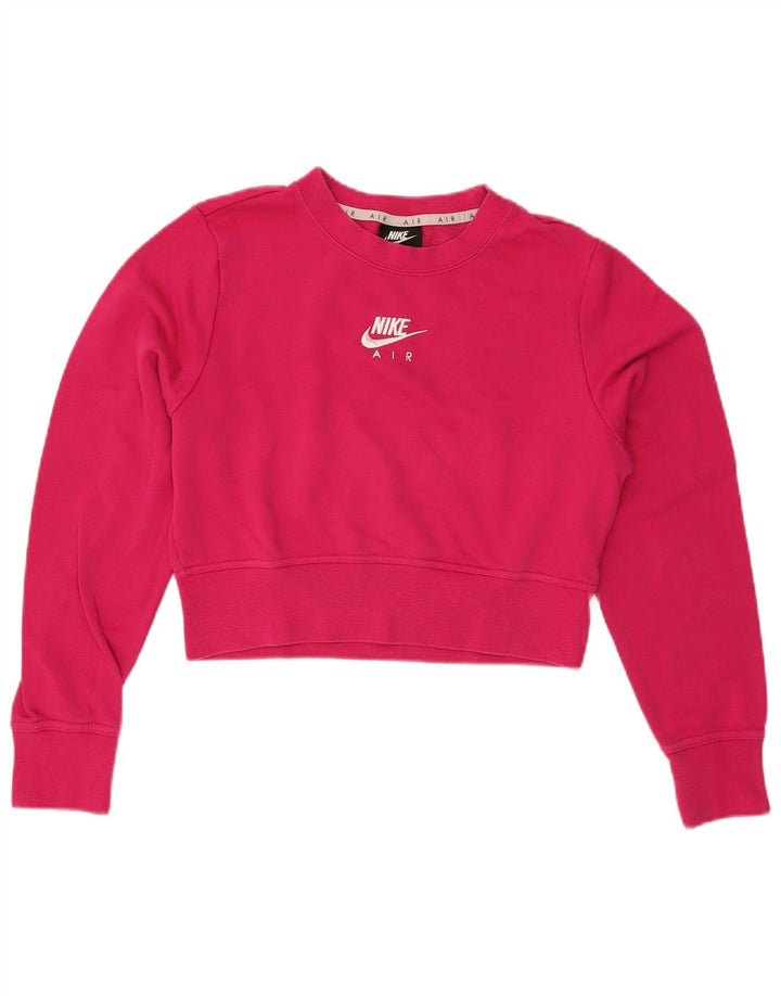 Nike Womens Crop Graphic Sweatshirt Jumper UK 14 Medium Pink Bomuld