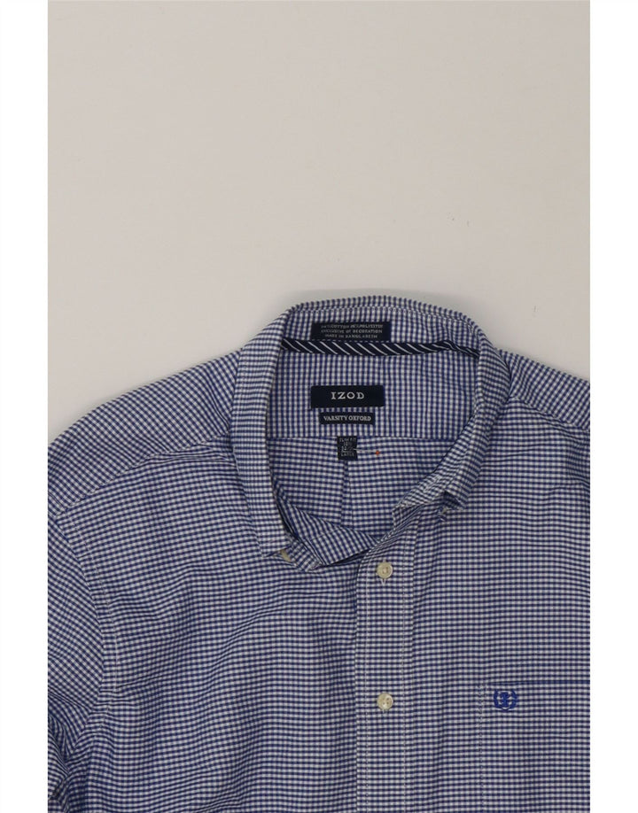 IZOD Mens Slim Fit Shirt Size 16 1/2 Large Navy Blue Gingham Cotton Vintage Izod and Second-Hand Izod from Messina Hembry 