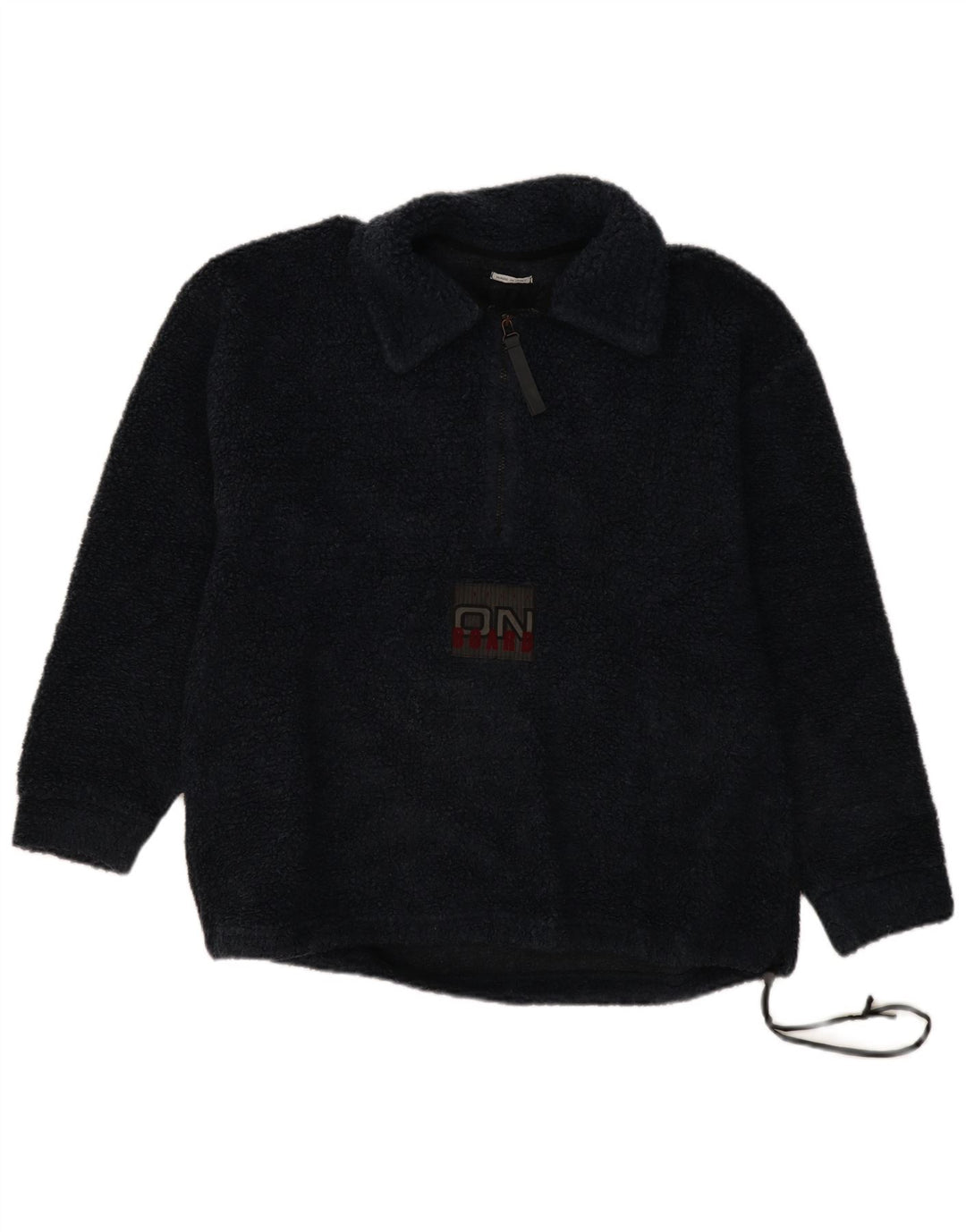 Belfe Herre Oversized grafisk Polo Neck Fleece Jumper Medium Navy Blue