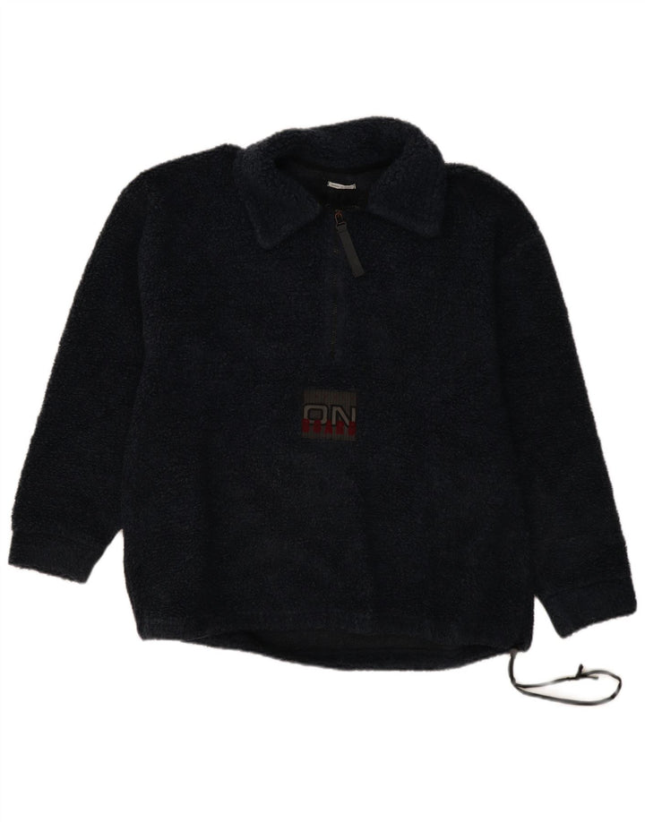 Belfe Herre Oversized grafisk Polo Neck Fleece Jumper Medium Navy Blue