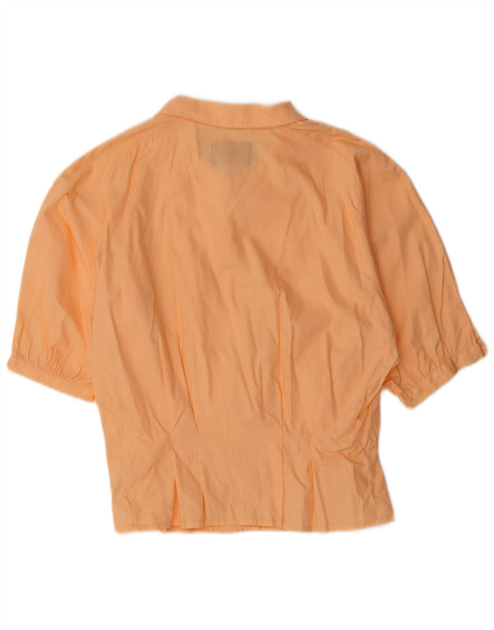 TRUSSARDI JEANS Womens Short Sleeve Shirt Blouse UK 14 Medium Orange