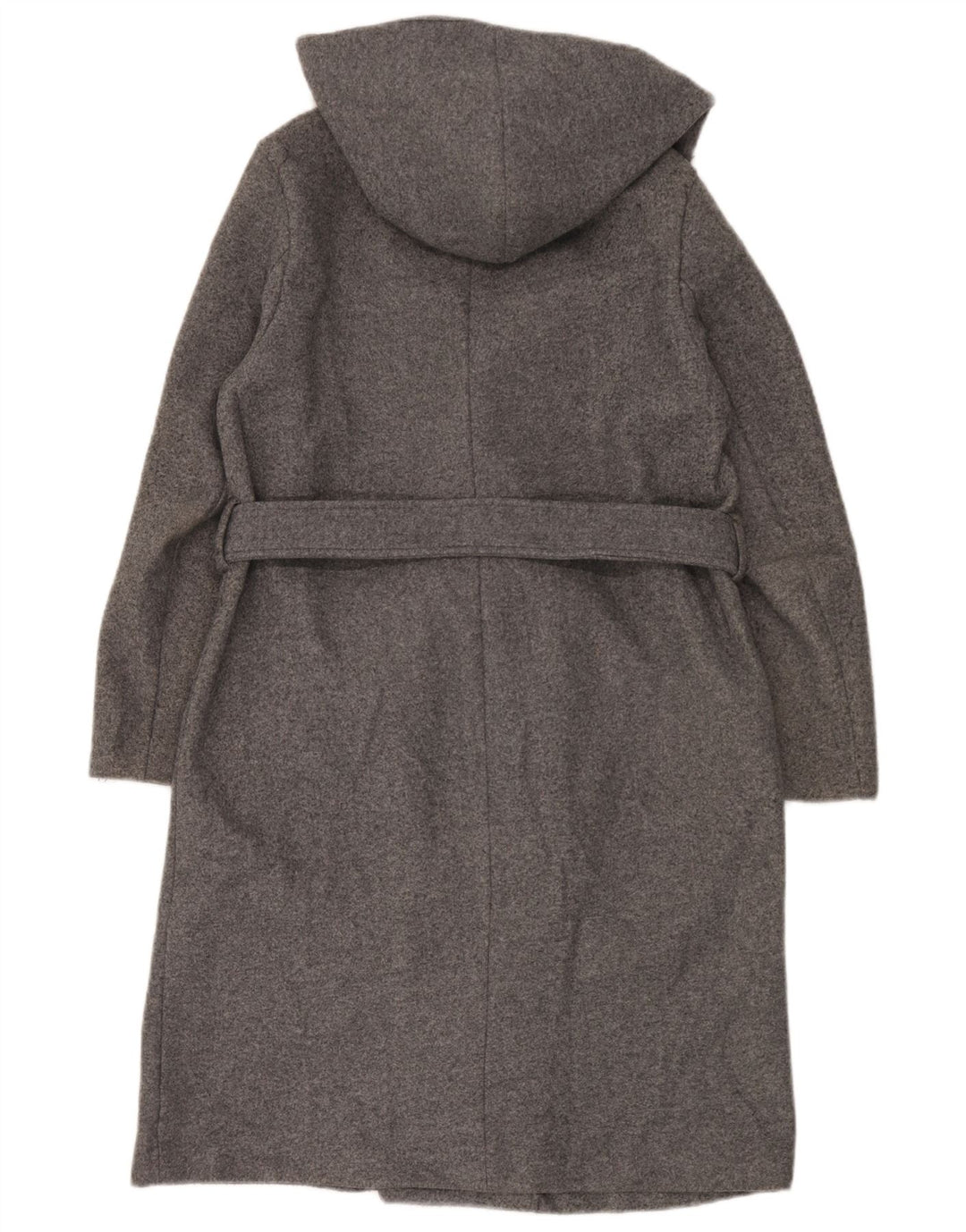 Zara Dame Oversized Overfrakke med hætte UK 6 XS Grå Polyester