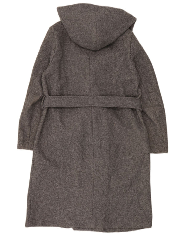 Zara Dame Oversized Overfrakke med hætte UK 6 XS Grå Polyester